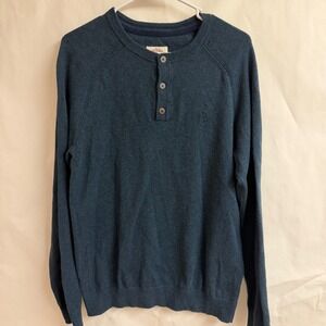 Fat Face Mens Pullover Heathered Wool Blend Button Henley Shirt Sweater Core